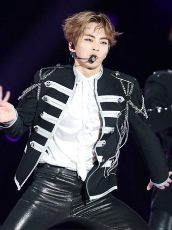 ブラックパレスパフォーミングアーツスパンコールメンズステージ衣装長袖オーバーコートレトロコスチューム