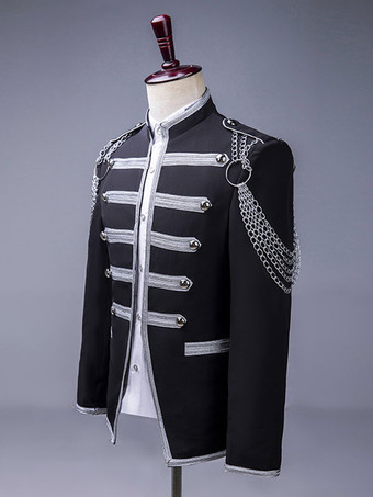 ブラックパレスパフォーミングアーツスパンコールメンズステージ衣装長袖オーバーコートレトロコスチューム