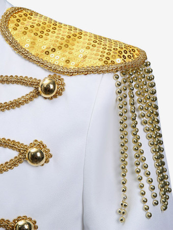 メンズ ホワイト レトロ トップ エレガント 長袖 ロイヤル コート レトロ オーバーコート コスチューム