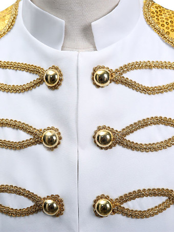 メンズ ホワイト レトロ トップ エレガント 長袖 ロイヤル コート レトロ オーバーコート コスチューム