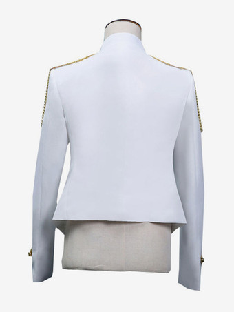 メンズ ホワイト レトロ トップ エレガント 長袖 ロイヤル コート レトロ オーバーコート コスチューム