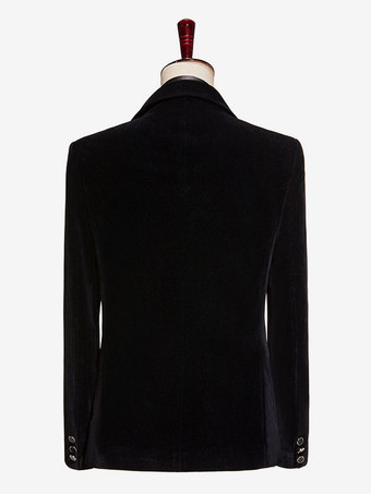 メンズ ブラック ベルベット シャイニー ブレザー ステージ パフォーマンス スーツ ジャケット