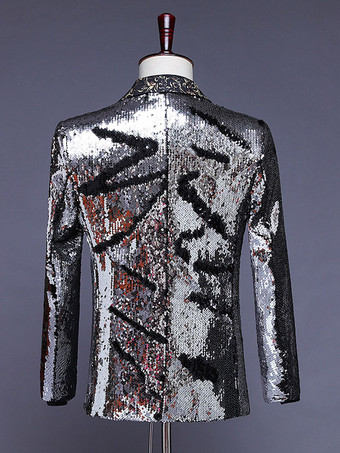 ブラックシルバーメンズレトロ長袖ステージパフォーマンスビジネスカジュアルスーツトップ バーガンディ