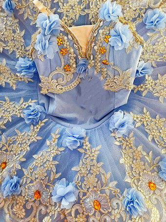 ライトスカイブルーバレエ ダンス衣装 ピンク 女の子 子供用 バレリーナ レース 花 ポリエステル ドレス ドレス ダンスウェア