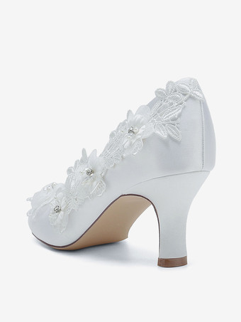 ウェディングシューズ ブライダルパンプス サテン ラウンドトゥ