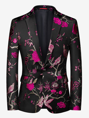 ローズレッドメンズ レトロ ポリエステル 長袖 ステージ パフォーマンス ビジネス カジュアル スーツ トップ バーガンディ