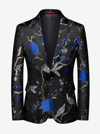 ブルー メンズ レトロ ポリエステル 長袖 ステージ パフォーマンス ビジネス カジュアル スーツ トップ バーガンディ