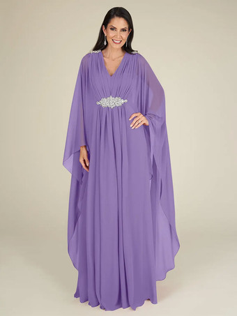 バイオレットブライダルマザードレス Vネック ノースリーブ Aライン アップリケ ウェディングゲストドレス