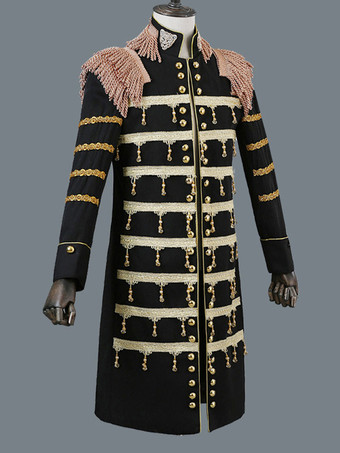 男性のための黒のヴィンテージ トップ エレガントなポリエステル長袖レトロな衣装 バーガンディ