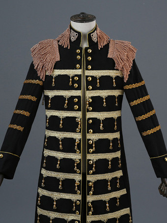 男性のための黒のヴィンテージ トップ エレガントなポリエステル長袖レトロな衣装 バーガンディ