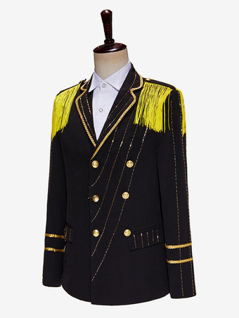 ブラック ホワイト レッド ヴィンテージ トップ エレガント 長袖 ポリエステル ポリエステル繊維 オーバーコート レトロ コスチューム 男性用