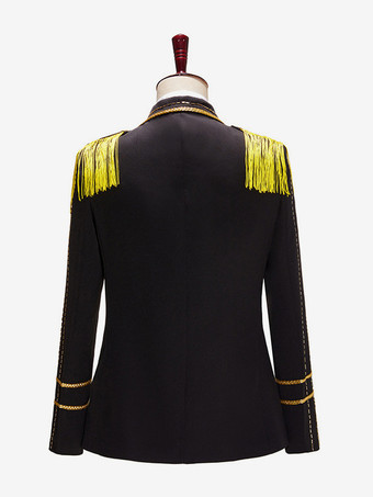 ブラック ホワイト レッド ヴィンテージ トップ エレガント 長袖 ポリエステル ポリエステル繊維 オーバーコート レトロ コスチューム 男性用