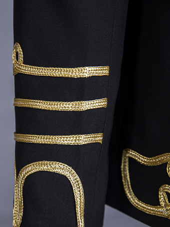 男性のための黒のヴィンテージ トップ エレガントなポリエステル長袖レトロな衣装