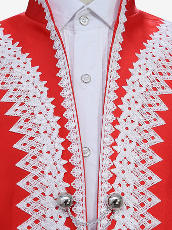 男性用の赤いヴィンテージトップ、エレガントなポリエステルの長袖レトロコスチューム バーガンディ