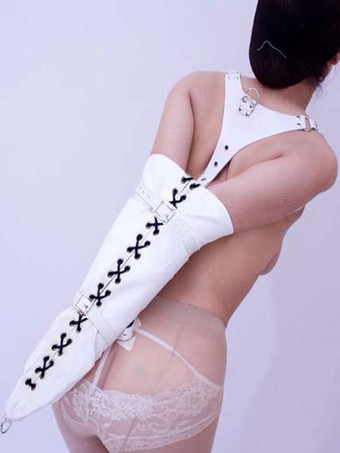 ホワイト 手袋 PUレザー セクシーPUレザー レッド レディース