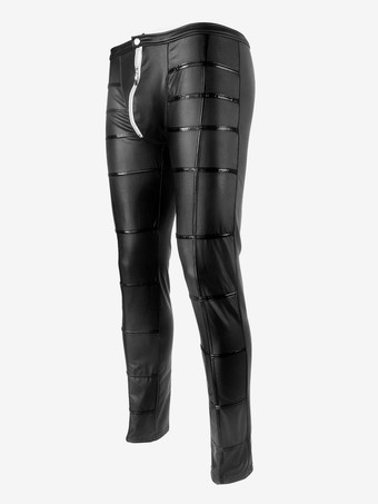メンズ タイト ブラック PUレザー ボトムス パンツ