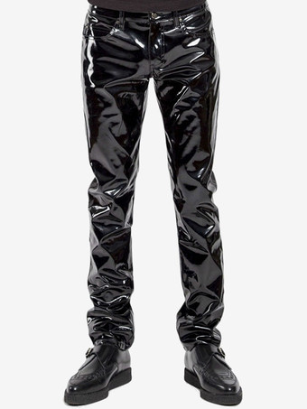 メンズパンツ ブラック PUレザーパンツ