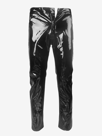 メンズパンツ ブラック PUレザーパンツ