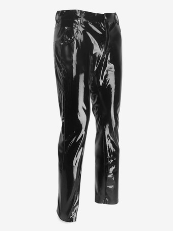 メンズパンツ ブラック PUレザーパンツ