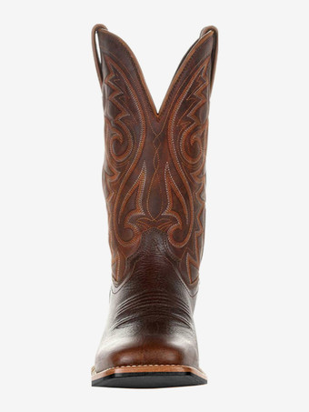 Herrenstiefel Cowboystiefel Kaffeebraun PU Leder Spitzschuh Stiefel mit halbhoher Sohle