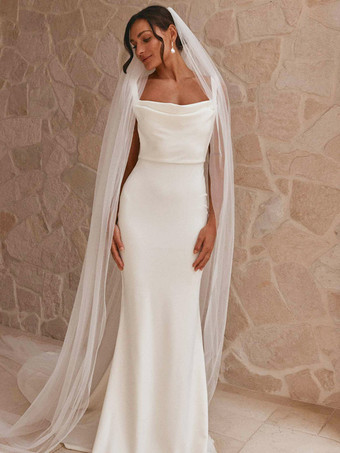 ウェディングベール 1層チュール カットエッジ クラシックブライダルベール