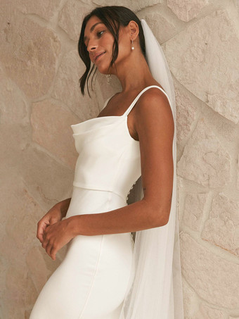 ウェディングベール 1層チュール カットエッジ クラシックブライダルベール