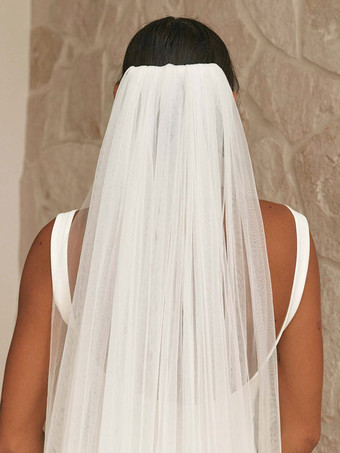 ウェディングベール 1層チュール カットエッジ クラシックブライダルベール