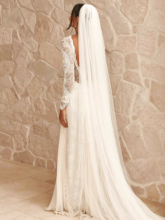 ウェディングベール 1層チュール カットエッジ クラシックブライダルベール