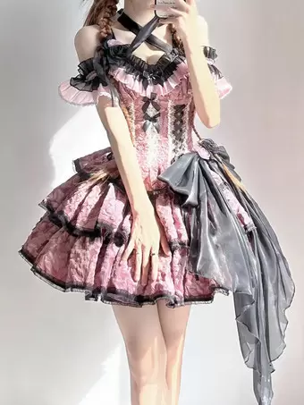 【希花】ピンク ゴスロリ ドレス Ｍサイズ ロングドレス：ピンク(桃)｜キャバドレス・ミニドレス通販はsugar