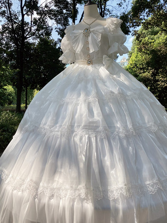 スイートロリータドレス ポリエステル半袖ロリータドレス