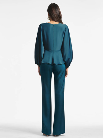 ブライダルマザードレス Vネック 長袖 Aライン フリル フロアレングス ゲストドレス 結婚式用