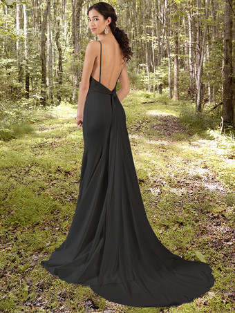 ゴシックウェディングドレスマーメイドノースリーブシフォントレーンブライダルドレス