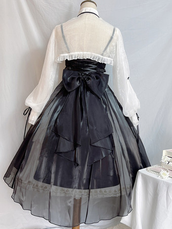   ゴシック ロリータ ドレス リボン フリル ブラック ブラック