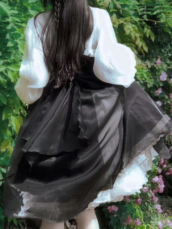   ゴシック ロリータ ドレス リボン フリル ブラック ブラック