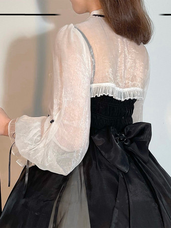   ゴシック ロリータ ドレス リボン フリル ブラック ブラック