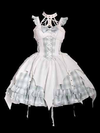   ゴシック ロリータ ドレス グロメット レースアップ チェック柄 ブラック レッド