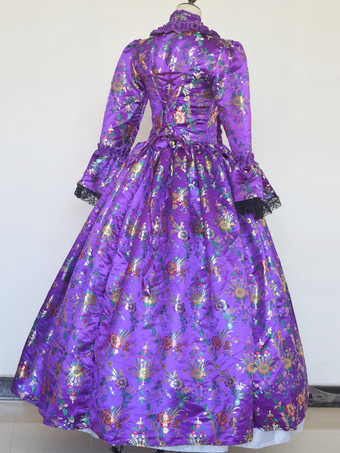 グレープ レトロ コスチューム レースアップ サテン生地 タトゥープリント チョーカー 女の子用 ゴシック マリー アントワネット コスチューム セット 仮面舞踏会 ドレス