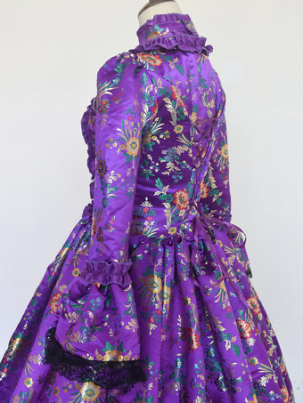 グレープ レトロ コスチューム レースアップ サテン生地 タトゥープリント チョーカー 女の子用 ゴシック マリー アントワネット コスチューム セット 仮面舞踏会 ドレス