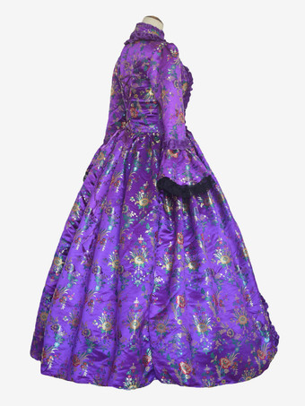 グレープ レトロ コスチューム レースアップ サテン生地 タトゥープリント チョーカー 女の子用 ゴシック マリー アントワネット コスチューム セット 仮面舞踏会 ドレス