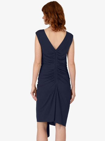 マザードレス Vネック ノースリーブ ショート プリーツ ウェディングゲストドレス