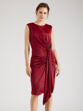 マザードレス Vネック ノースリーブ ショート プリーツ ウェディングゲストドレス