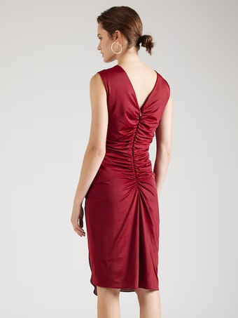 マザードレス Vネック ノースリーブ ショート プリーツ ウェディングゲストドレス