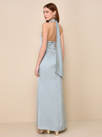 ブライズメイドドレス ホルター ハイスリット バックレス マーメイド プロム マキシドレス