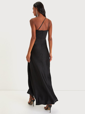 ブライズメイドドレス ワンショルダー ハイスリット ルーシュ マーメイド プロム マキシドレス