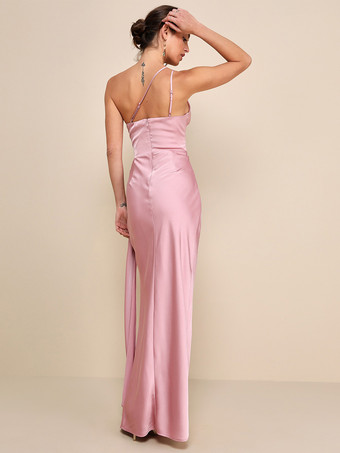 ブライズメイドドレス ワンショルダー ハイスリット ルーシュ マーメイド プロム マキシドレス