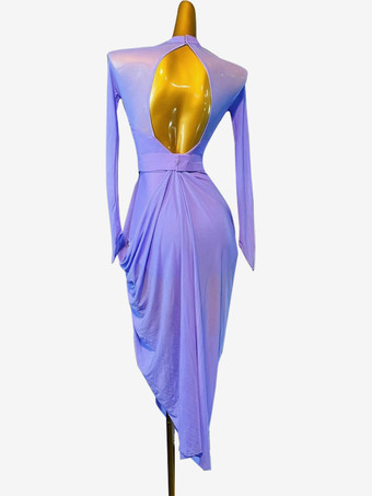 ラテンダンスコスチューム ライラック レディース セクシー ライクラ スパンデックス ドレス ダンスコスチューム