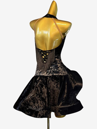 ラテンダンスドレス ブラック レディース セクシー ライクラ スパンデックス ドレス ダンスウェア