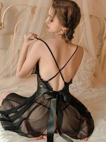 ベビードール レース スパゲッティ ストラップ イリュージョン セクシー ランジェリー