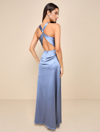 Robe de demoiselle d'honneur col en V dos croisé dos nu robes longues pour fête de mariage