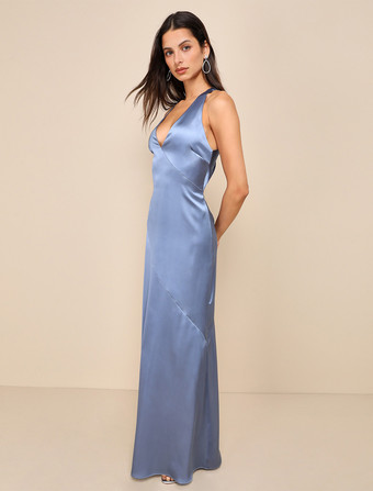 Robe de demoiselle d'honneur col en V dos croisé dos nu robes longues pour fête de mariage